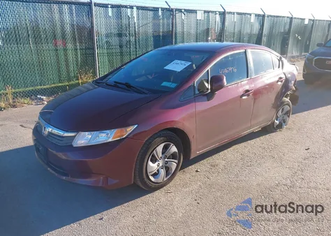 2012 Honda Civic Lx z USA, uszkodzony, nr VIN 2HGFB2F58CH607574